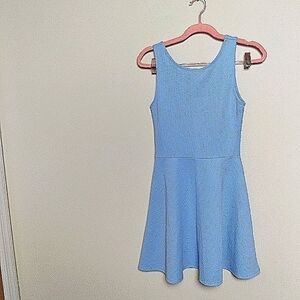 H&M Divided Light Blue Textured Knit Scoop Neck Sleeveless Skater Dress Size 6
